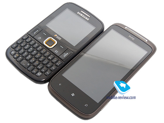 Зовнішній вигляд Samsung GT-E2222 і HTC Mozart (праворуч):