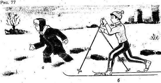 На лижах або без лиж людина діє на сніг з однієї і тієї ж силою, що дорівнює своїй вазі
